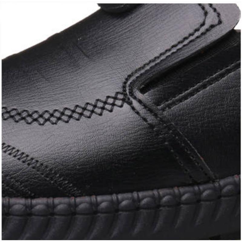 Leather Shoes Men's Casual Slip-on Black and Brown Soft PU Material Beanie Shoes