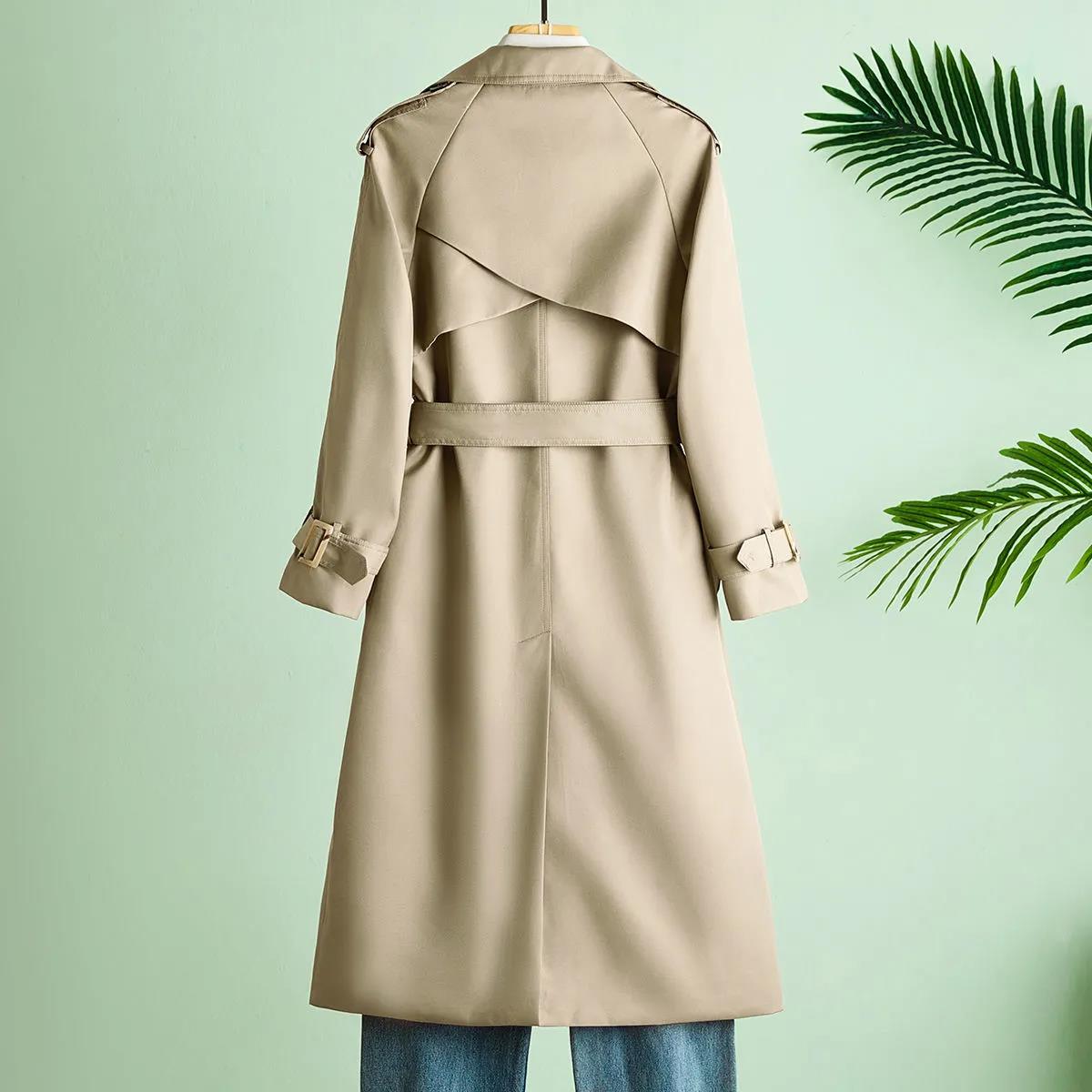 Autumn Korean Fashion Lace-up Small Casual Mid-length Windbreaker Women