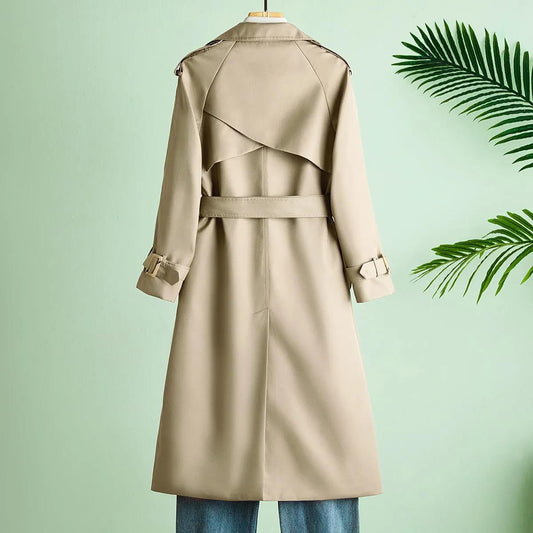 Autumn Korean Fashion Lace-up Small Casual Mid-length Windbreaker Women