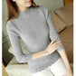 Autumn and Winter Thickened Half Turtleneck Sweater Women Warm Short Ruffled Solid Color Knitted Bottoming Shirt