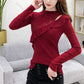 Women's Solid Color Lace Bottoming Shirt Fashion Off-the-shoulder Mesh Low Neck Bottoming Shirt Sexy Thin Knitwear
