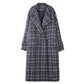 Autumn and Winter Woolen Coat Retro Plaid Mid-length Woolen Coat Thickened Plus Cotton Over-the-knee Plus Size Woolen Coat