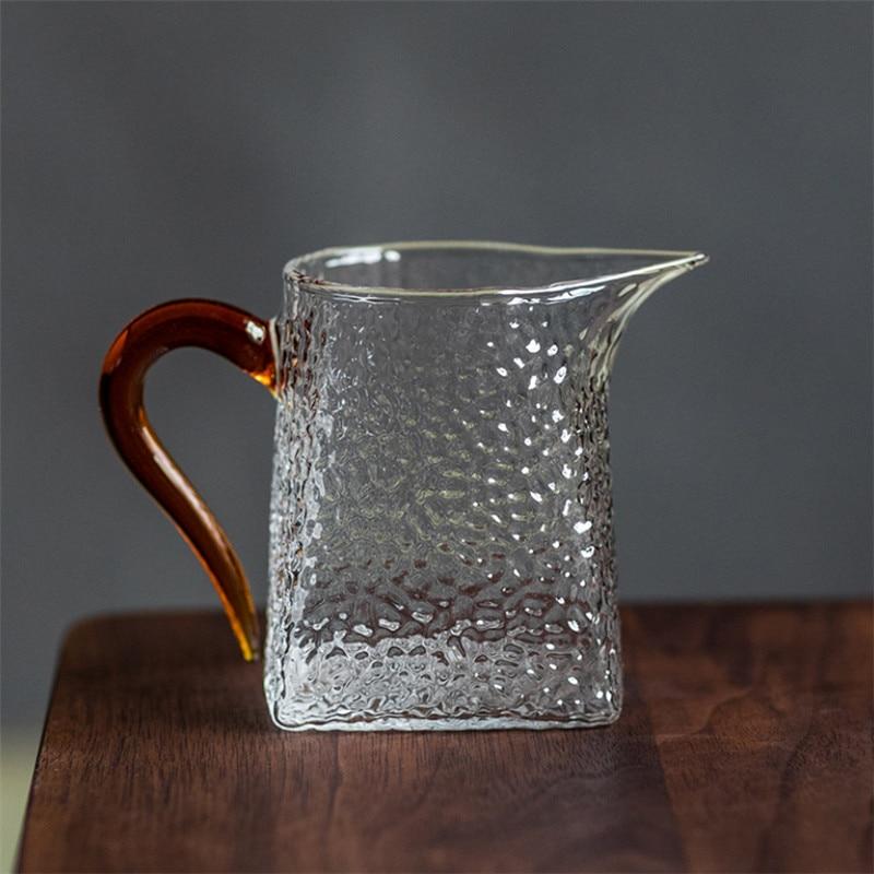 Heat Resistant Large Glass Teapot with Handle 3D Plum Glass Teacup Transparent Hammer Pattern Chahai Drinkware