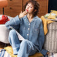 Pajamas Set Laminated Cotton Pajamas Women's Thin Quilted Thickened Large Size Air Cotton Warm Pajamas Home Service Suits Are Soft and Warm