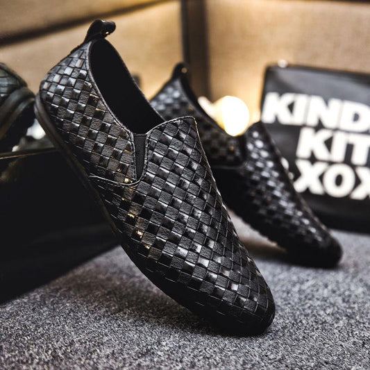 Bright leather peas shoes men's trend casual waterproof chef shoes student shoes lazy one pedal