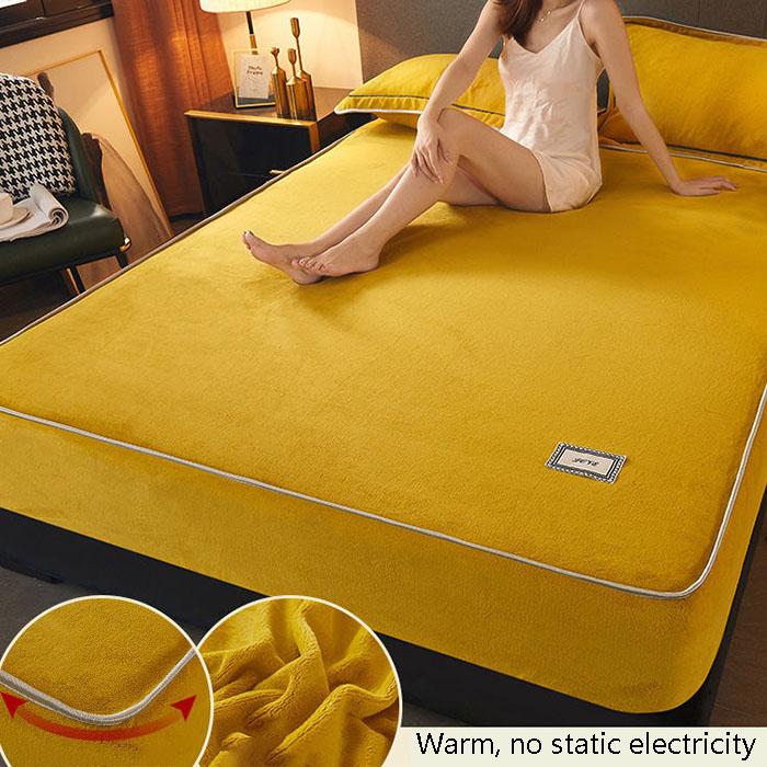 3pcs/set Winter Coral Fleece Bedspread Thick Warm Flannel Mattress Cover Non-slip Bedspread Protective Cover