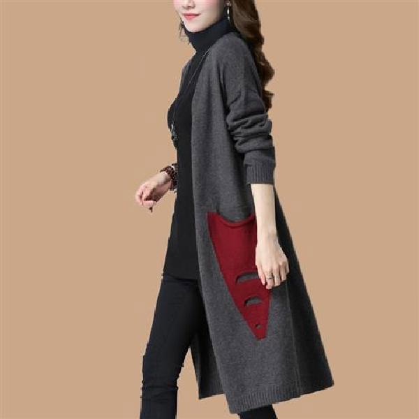 European Women Thin Kimono Cardigan Long Sleeve Loose Asymmetric Hem Long Cardigan Women Outerwear