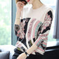 Ethnic Style Plus Size Printed Wool Sweater Ladies Thin Knit Bottoming Sweater O-neck Short Cashmere Sweater Jumper
