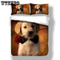 Fashion Cute 3D Cartoon Rose Dog Pattern Duvet Cover Set Bedclothes Pillow Cases Bedding Set