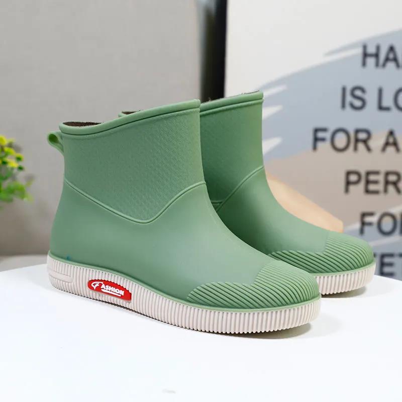 Women Rain Boots Shoes Low Top Non-Slip Daily All-Match Waterproof Casual Boots Outdoor Working Solid Color Water Shoes