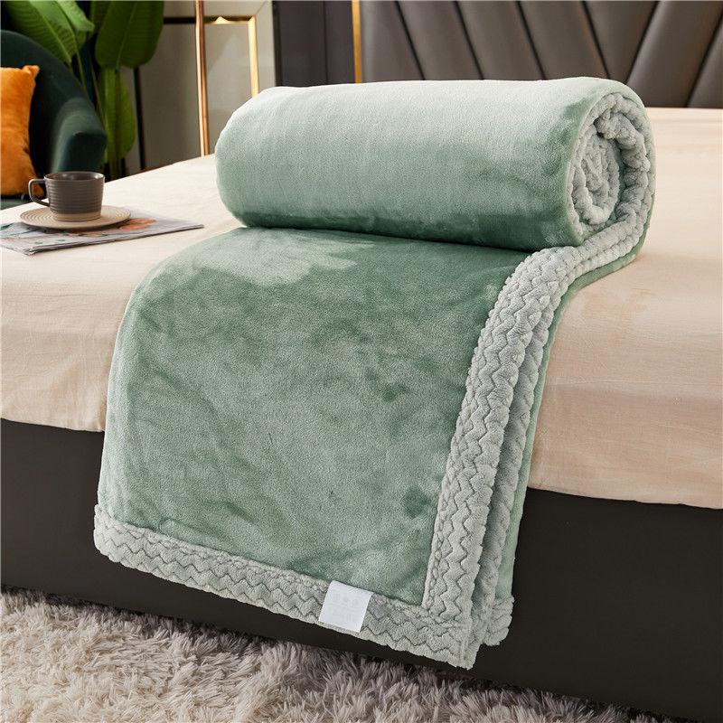 Pure Color Thick Milk Fleece Blanket Quilt Coral Fleece Autumn and Winter Flannel Blanket Plus Fleece Quilt Nap Blanket