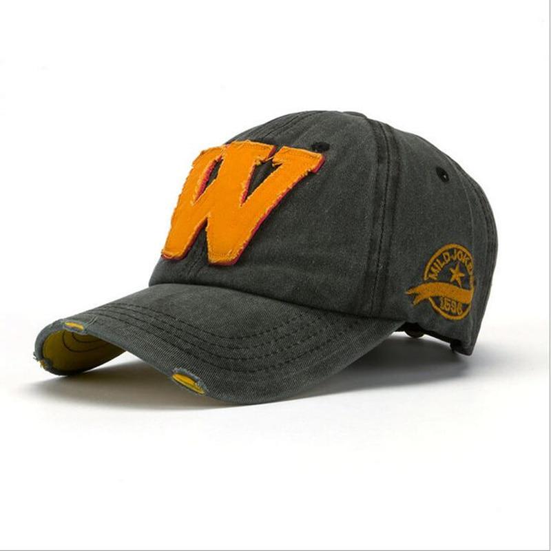 Cotton Letter W Baseball Cap Retro Outdoor Sports Caps Women Bone Gorras Curved Fitted