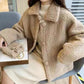 White Sweet Faux Lamb Wool Jacket Women Plus Velvet Thick Autumn and Winter Loose Sweater Warm Cardigan Jacket Casual Jacket