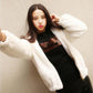 Fall/winter Hooded Pocket Sweater Loose Long-sleeved Furry Coat Solid Color Zipper Non-fading Top