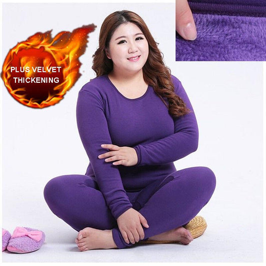 Add Fertilizer To Increase Thermal Underwear Ladies Pajamas Plus Velvet Thick Fat Plus Size Autumn Clothes Long Pants