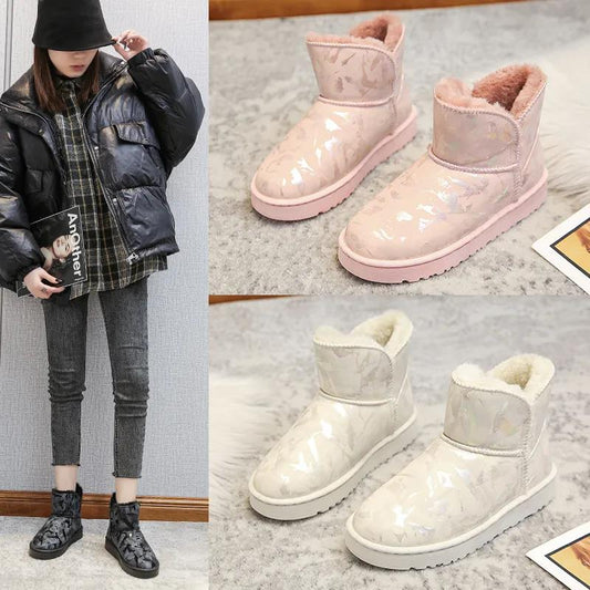 Thickened Snow Boots Women's Short Tube Short Boots with Wool Winter New Non-slip Thick Warm Cotton Shoes Plus Cashmere Boots for Children