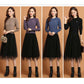 2021 New Female Autumn and Winter Mid-length Fake Two-piece Dress All-match Knitted Bottoming Shirt Inner Dress