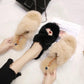 Women's Fluffy Slippers for Autumn and Winter Outer Wear Flat All-match Shoes