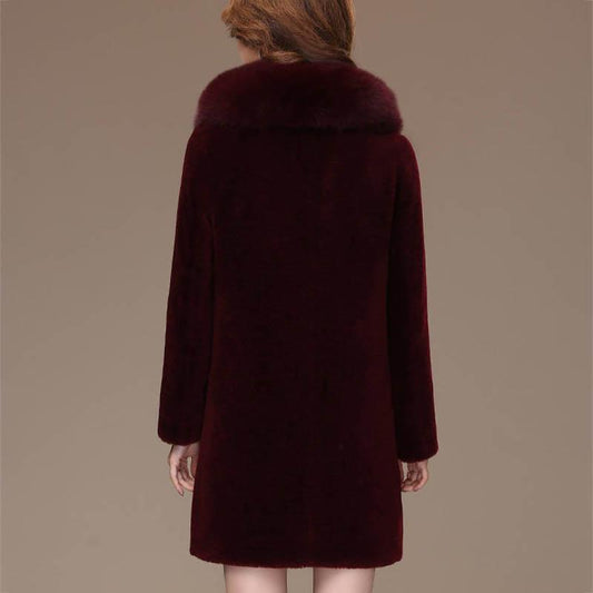 Fur Coat Women's Mid-length Coat Granular Fleece Imitation Lamb Hair Plus Size Thickening Mother's Dress