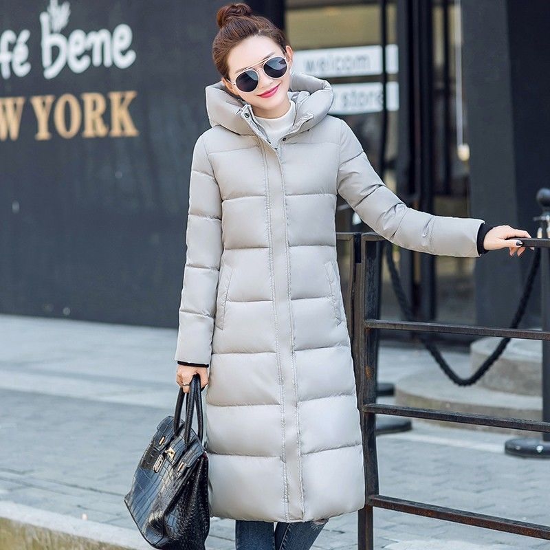 Winter Fashion Trend Slim Slimming Korean Style Cotton-padded Jacket Women Knee-length Mid-length Thick Warm Down