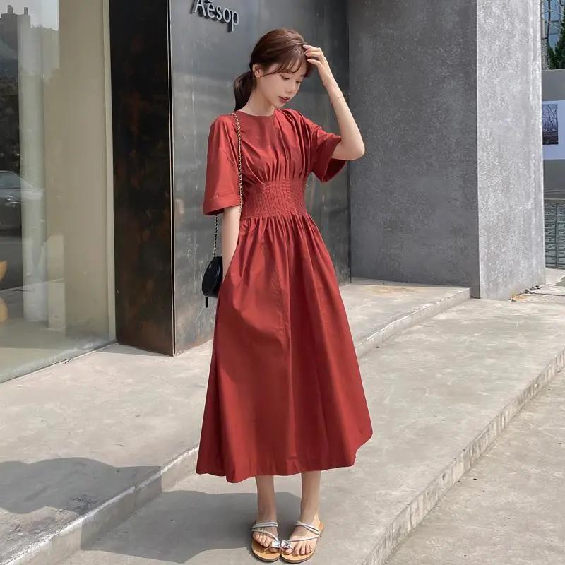 Dress Female Summer 2021 High Waist and Thin Temperament Tea Break Dress French Retro A-line Skirt Over The Knee Long Dress