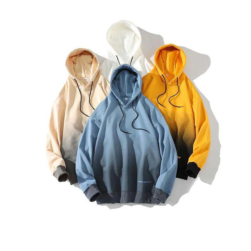 Gradient Sweater Men's Casual Sweater Spring and Autumn Loose Hooded Coat