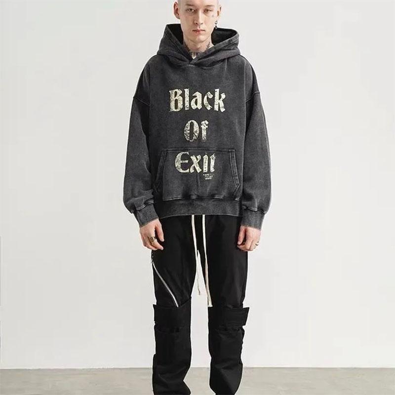 High Street Old Retro Hoodie Men and Women Original Heavy Industry Vintage Casual Washed Couple Sweater Loose Big Pocket Pullover Sweater