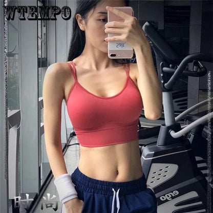 Summer Push Up Padded Bras Female Sport Bra Cross Strap Back Bras Fitness Seamless  Tops Bralette