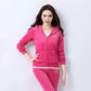 2pcs/set  Spring/Fall  Women's Velvet Fabric Tracksuits Velour Suit Women Track Suit Hoodies and Pants 2 Piece Set Outfits Sportswear