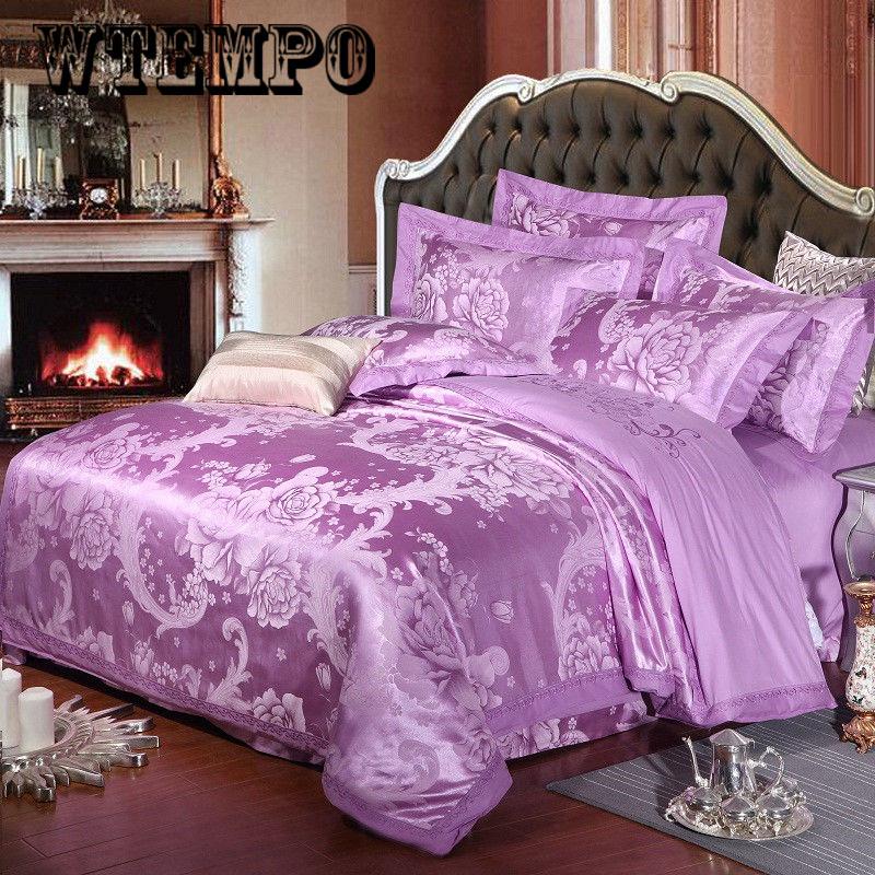 European embroidery jacquard cotton four-piece bedding quilt cover sheets pillowcases noble