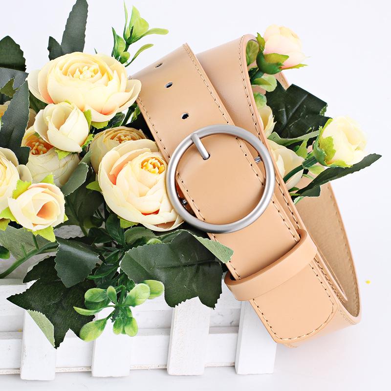 Leather Belt Women Leather Vintage Casual Waist Belt Ring Pin Buckle