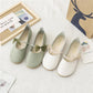 Round-toed Peas Shoes Women's Flat-bottomed Soft-soled Loafers Comfortable Light Simple and Sweet Retro Leather Shoes