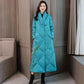 Chinese Style Cotton-padded Jacket Women's Retro Printing Was Thinner Mid-length Cotton-padded Jacket Ethnic Wind Over The Knee Coat