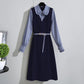 Plus Size Women's Fall 2021 Waist Waist and Thin Fake Two-piece Dress Children