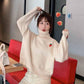 Strawberry Embroidery Sweater Sweet Girl Autumn and Winter Warm Loose Turtleneck Sweater