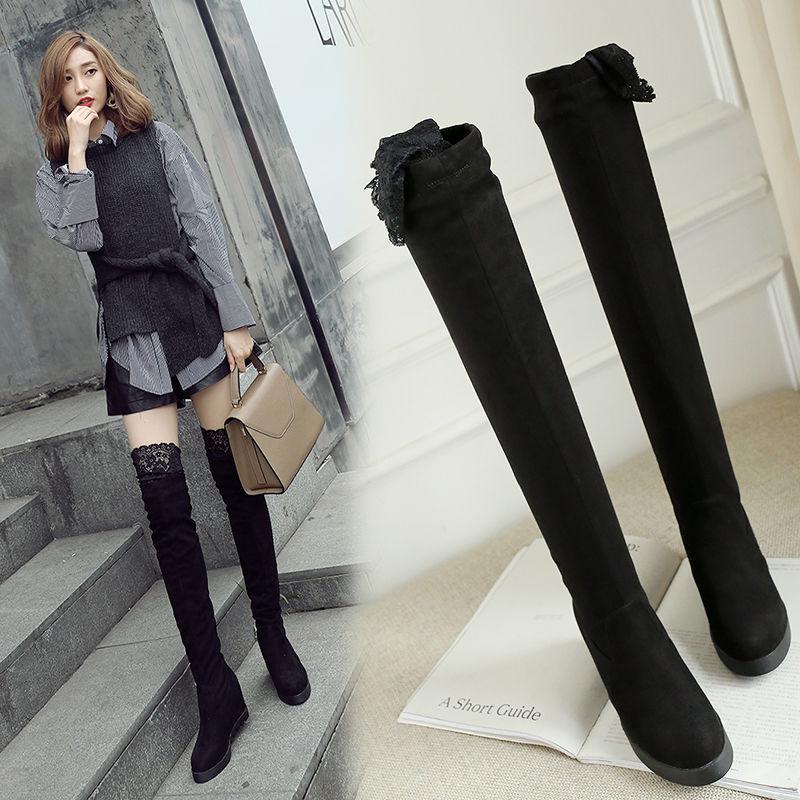 Increased Boots Women Fall and Winter Boots Over The Knee Was Thin Elastic Boots High Boots