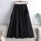 Workwear Half Body A-line Skirt Women's Pure Cotton Versatile Solid Color Lace-up Drawstring Pocket Mid-Length