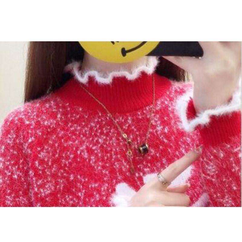 Cashmere Warm Sweater Winter Ladies Sweater Long-sleeved Large Size Sweater Round Neck Sweater