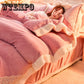 Bedding Set Pink Plush Winter Duvet Cover King Queen Size Quilt Cover Set Comforter Cover