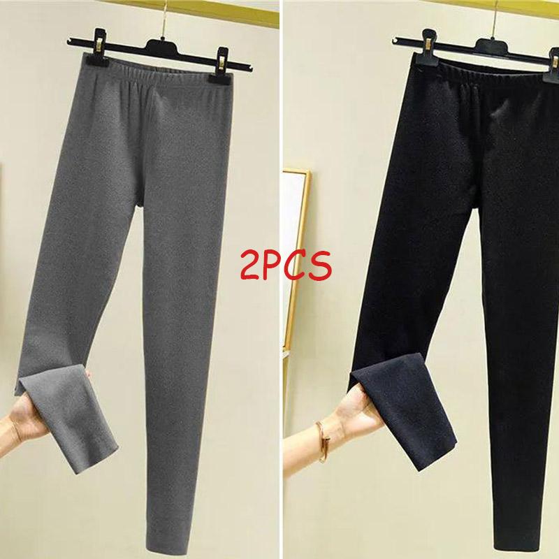2Pcs Women's Line Pants Underpants Leggings Winter Velvet Inner Warmth Leggings Comfortable and Thin Inner Lining Long Pants