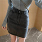 Skirt Women's Spring High Waist A-line Denim Skirt Retro Student Bag Hip Skirt Short Skirt