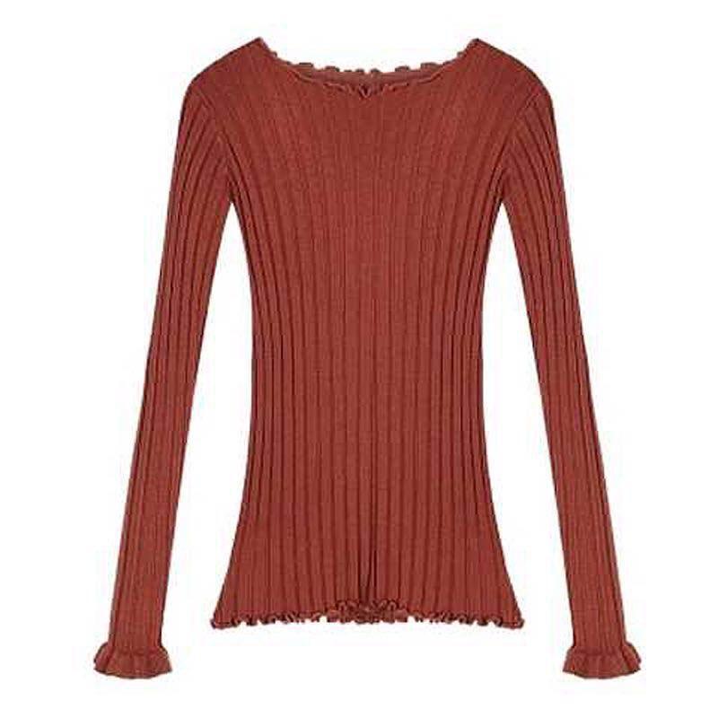 2019 Autumn Winter Women Long Sleeve Boat Neck Slim Knitted Sweater Top Femme Pull Ladies Jumper