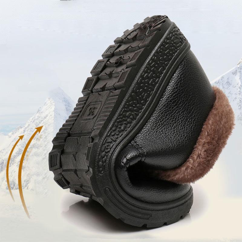 Winter Plus Velvet Warm Cotton Shoes Women's PU Waterproof Non-slip Mother Shoes Comfortable and Lightweight Flat Low-heel Snow Shoes