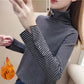 Thick Striped Sweater Loose Long Sleeve High Neck Bottoming Blouse