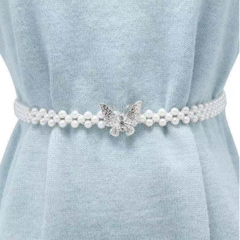 Pearl Thin Waist Chain Simple Versatile Decorative Dress with Skirt Slim Waist Thin Belt Women