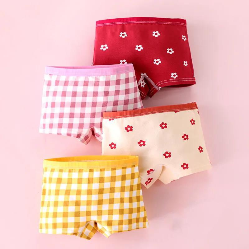 4 Pieces/Lot 2-14Y Children Underwear High Quality Cotton Girls Panties Cute Pattern Kids Boxer Briefs Child Soft Girl Pants
