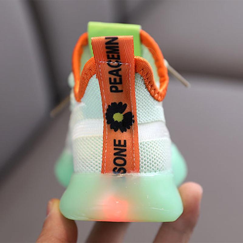 Kids Led Shoes Lycra Mesh Breathable Children's Shoes with Light Boys and Girls Lights Sneakers