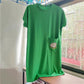 Lotus Pattern Summer Short Sleeved Mid-calf Length Large Size Loose Casual Solid Color Dress M-XXXL Size