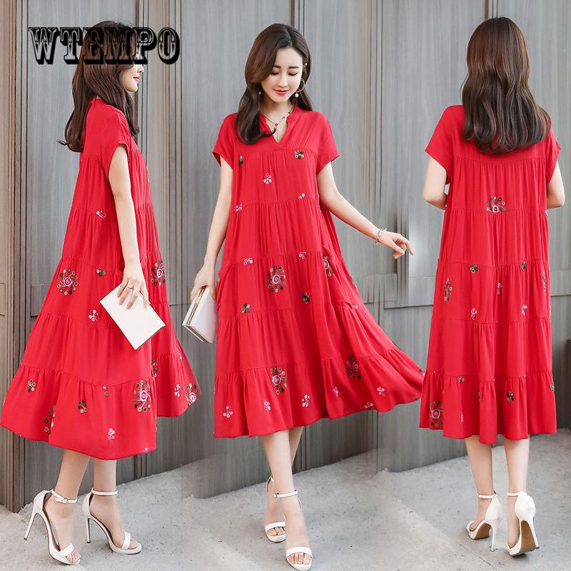 Summer Women Boho Style Print Beach Dress Vestidos Women Midi Party dress