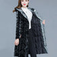 Women's Winter Korean Loose Quilted Coat Warm Down Jacket with Fur Collar Women's Glossy Mid-length Down Jacket